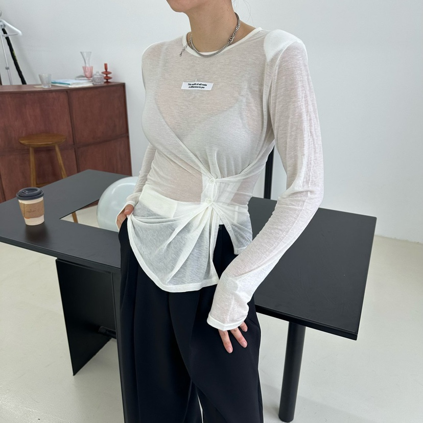 MABEL-Q韓國直郵女士新品真品時尚人氣熱賣推薦休閑長袖T恤SOUIT by mabel-Q長袖T恤