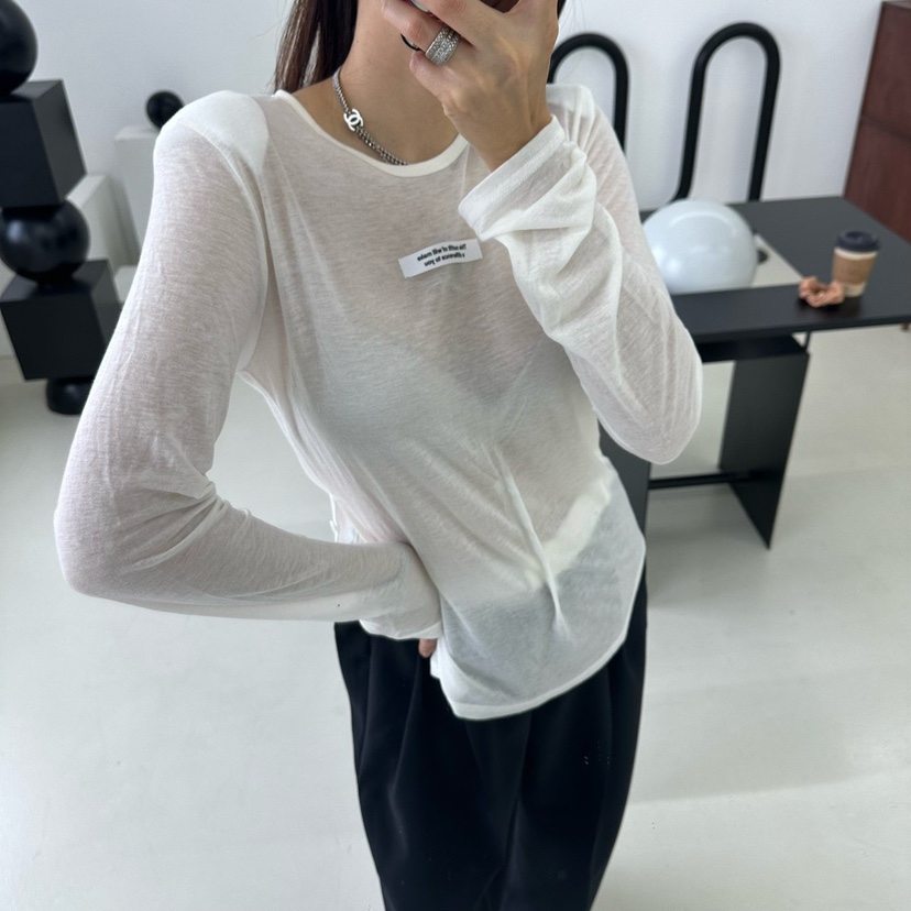 MABEL-Q韓國直郵女士新品真品時尚人氣熱賣推薦休閑長袖T恤SOUIT by mabel-Q長袖T恤圖色1