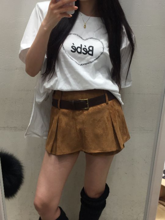mars韓國代購女裝新品時尚職業25春夏熱賣真品短褲皮褲麂皮mars短褲圖色2