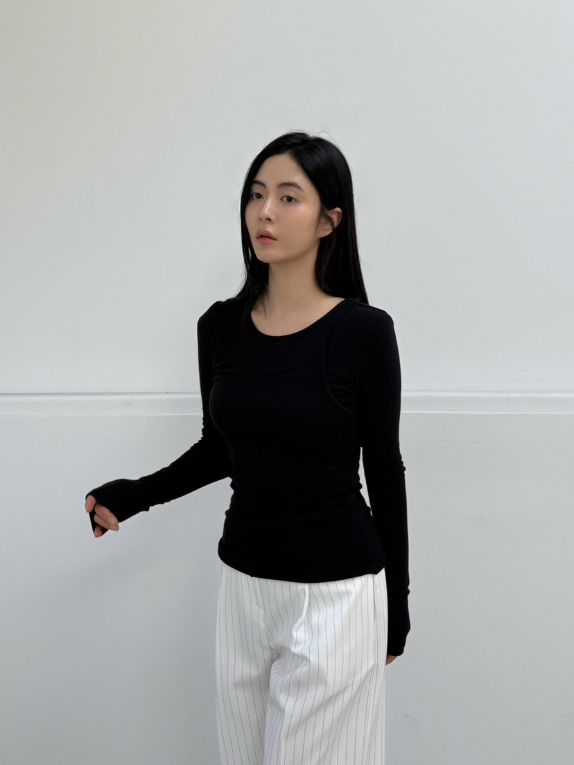 LE-PPL韓國直郵女裝新品25春夏休閑時尚真品推薦職業長袖T恤LE-PPL長袖T恤