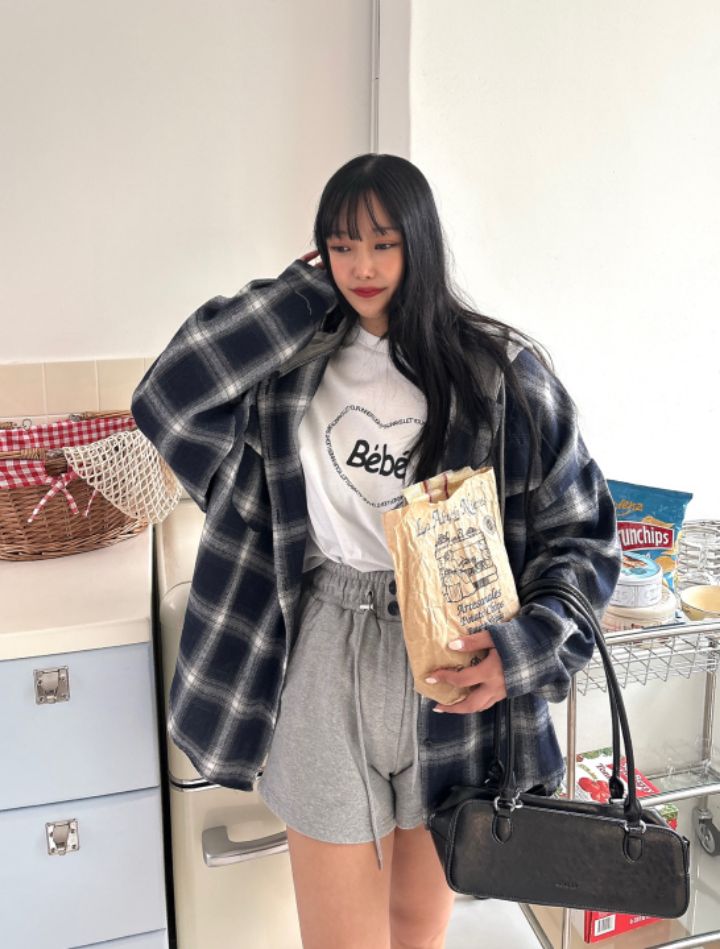 mars東大門實拍女士新品熱賣休閑推薦25春夏襯衫蕾絲衫格紋連帽mars襯衫/蕾絲衫