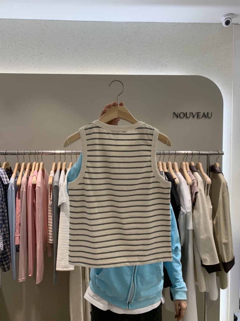 NOUVEAU韓國代購女士新品25春夏人氣熱賣職業推薦吊帶背心條紋NOUVEAU吊帶/背心