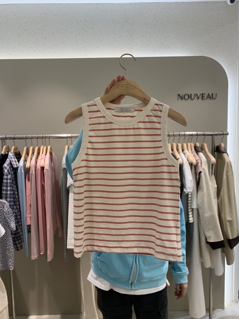 NOUVEAU韓國代購女士新品25春夏人氣熱賣職業推薦吊帶背心條紋NOUVEAU吊帶/背心圖色2