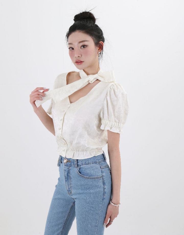 CHARLES THE SECOND東大門代購女裝新款熱賣襯衫蕾絲衫含脖帶CHARLES THE SECOND/CHEAP-CHIC襯衫/蕾絲衫