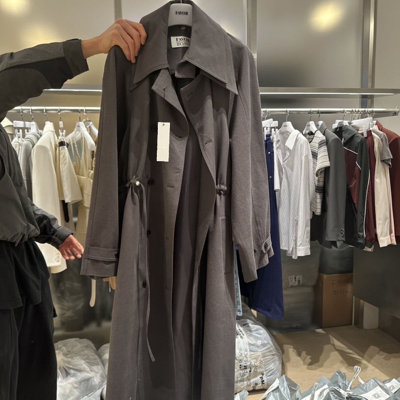 FAVOR-P韓國代購女裝新品人氣熱賣時尚25春夏推薦長款風衣FAVOR長款風衣圖色2