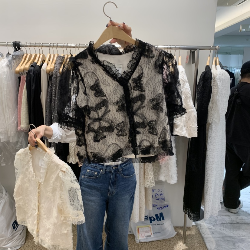 A東大門代購女士新品推薦熱賣25春夏人氣時尚職業襯衫蕾絲衫A STORE襯衫/蕾絲衫圖色2