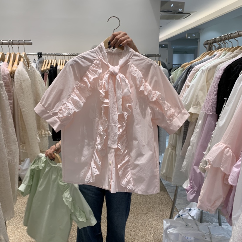 A韓國直郵女裝新品25春夏時尚人氣職業真品熱賣推薦襯衫蕾絲衫A STORE襯衫/蕾絲衫圖色2