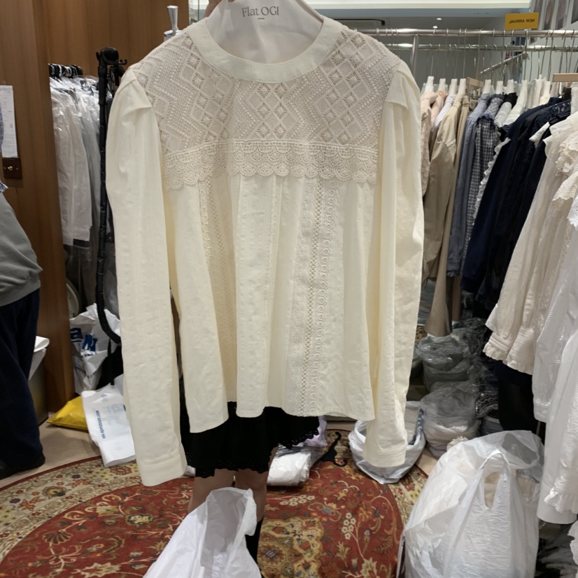 OGI韓國直郵女士新品熱賣時尚推薦休閑25春夏真品襯衫蕾絲衫FLat OGI襯衫/蕾絲衫