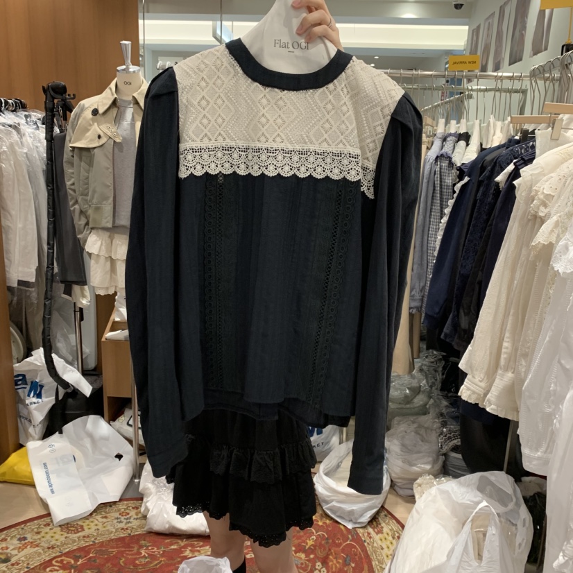 OGI韓國直郵女士新品熱賣時尚推薦休閑25春夏真品襯衫蕾絲衫FLat OGI襯衫/蕾絲衫圖色2