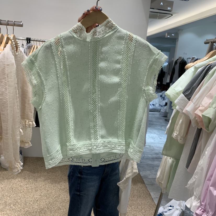 A韓國代購女裝新品真品時尚人氣職業推薦熱賣休閑襯衫蕾絲衫A STORE襯衫/蕾絲衫圖色2