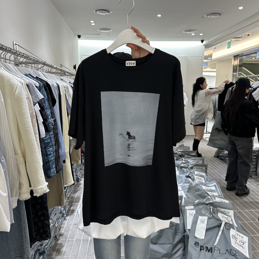 VIVE直郵韓國代購㊣女裝新品推薦熱賣職業25春夏人氣休閑T恤VIVET恤圖色2
