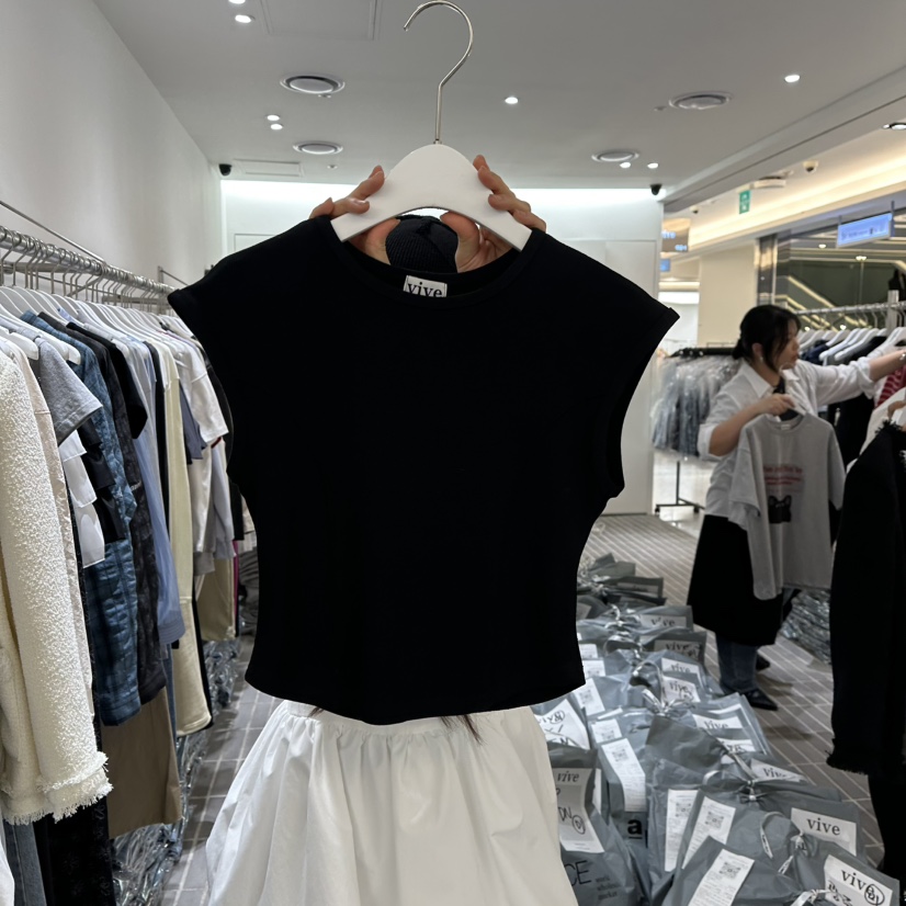 VIVE韓國㊣直郵東大門代購女裝新品職業25春夏人氣休閑熱賣T恤VIVET恤圖色2