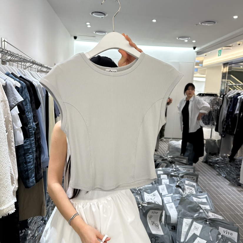 VIVE韓國㊣直郵東大門代購女裝新品職業25春夏人氣休閑熱賣T恤VIVET恤圖色3