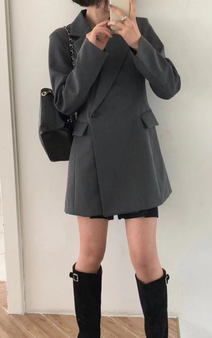PLEASE韓國㊣直郵東大門代購女裝新品熱賣推薦時尚職業夾克PLEASE夾克圖色2