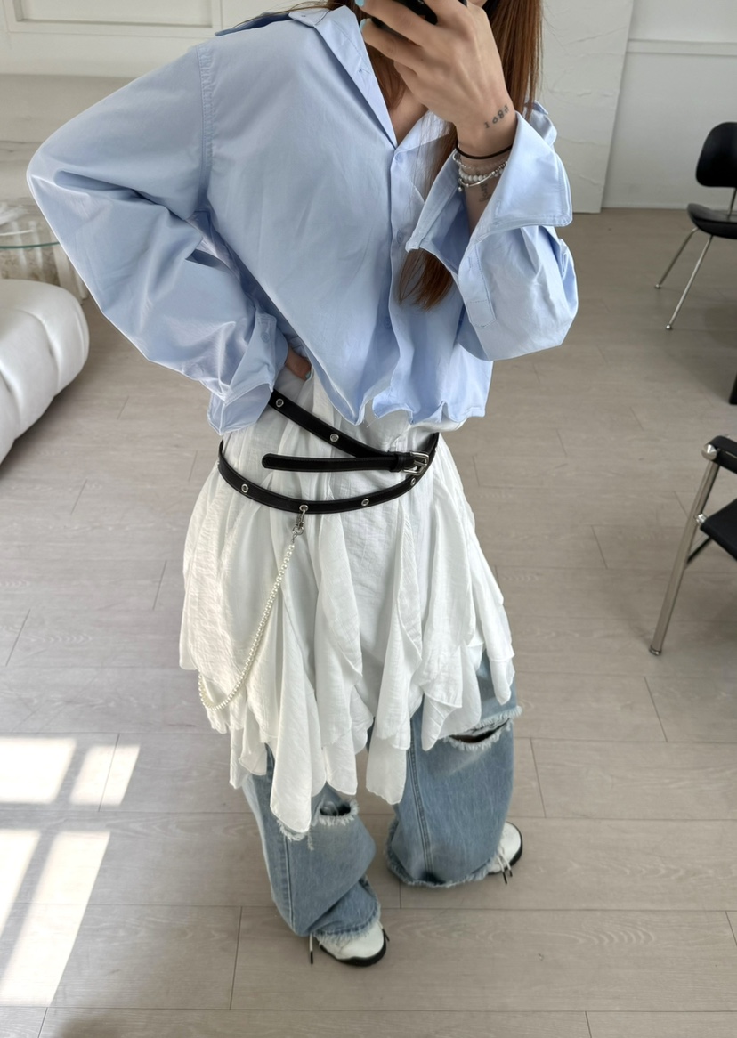 JIMMY直郵韓國代購㊣女裝新品人氣25春夏推薦休閑襯衫蕾絲衫JIMMY/REMAKE襯衫/蕾絲衫