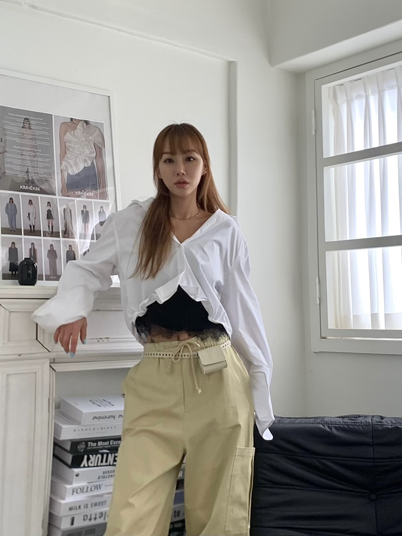 JIMMY直郵韓國代購㊣女裝新品人氣25春夏推薦休閑襯衫蕾絲衫JIMMY/REMAKE襯衫/蕾絲衫