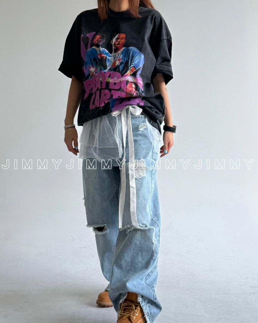 JIMMY直郵韓國代購㊣女裝新款推薦休閑熱賣人氣25春夏牛仔褲JIMMY/REMAKE牛仔褲