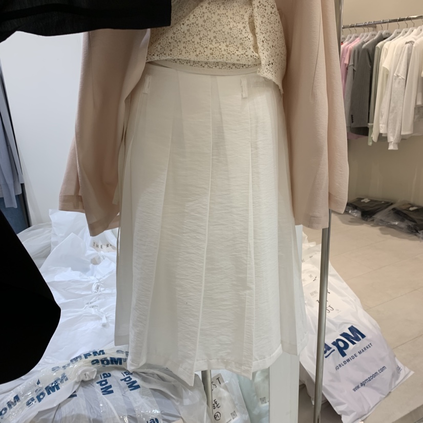 THE REST韓國直郵㊣女裝新品職業推薦時尚半身裙中短裙褶皺THE REST/UNNOEUD半身裙/中短裙圖色1