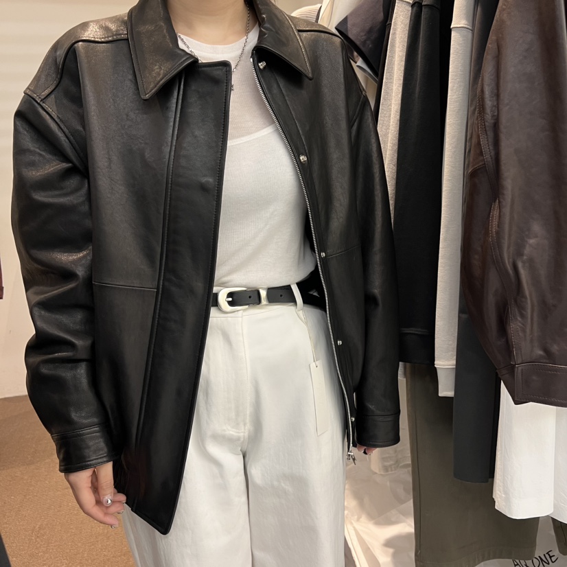 OBJECT韓國㊣直郵東大門代購女裝新品職業時尚推薦皮衣小羊皮OBJECT皮衣圖色2