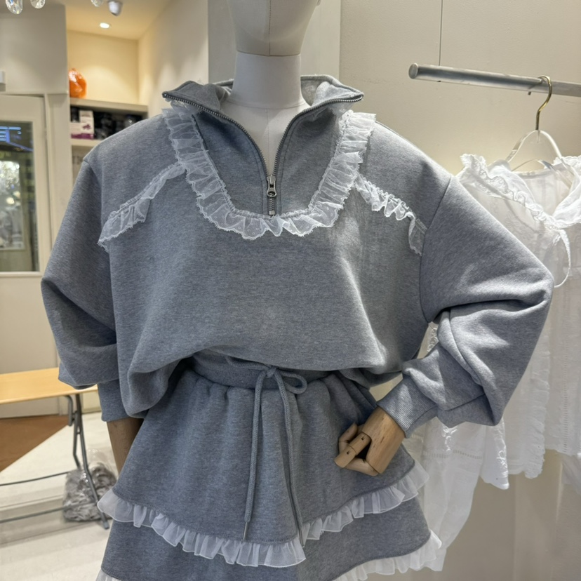 81 MARKET-L直郵韓國代購㊣女裝新款推薦人氣25春夏衛衣蕾絲81 MARKET-L衛衣圖色1