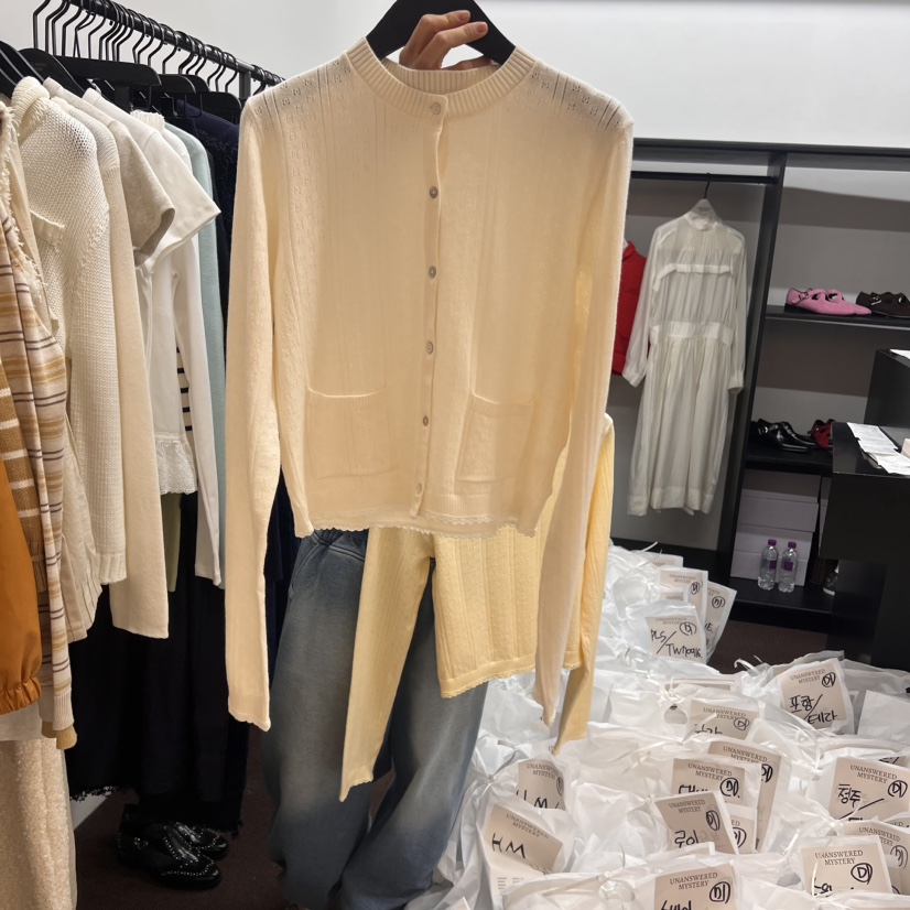 UNANSWERED-MYSTERY韓國㊣直郵東大門代購女裝新款時尚針織衫蕾絲開衫UNANSWERED-MYSTERY針織衫圖色2