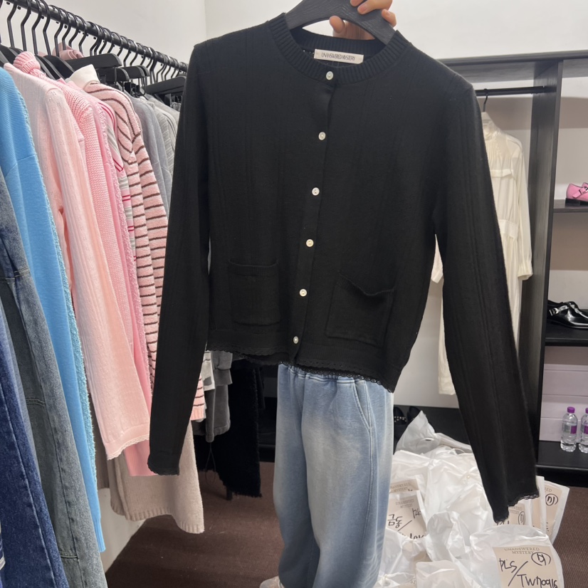 UNANSWERED-MYSTERY韓國㊣直郵東大門代購女裝新款時尚針織衫蕾絲開衫UNANSWERED-MYSTERY針織衫圖色4