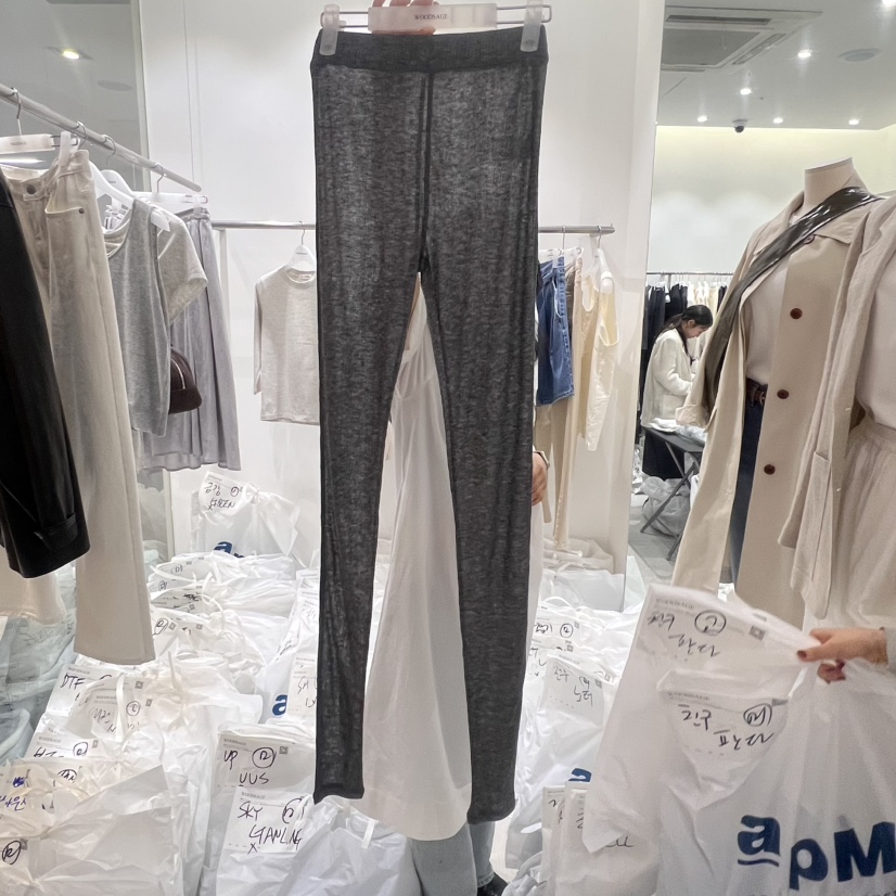 WOOD SAGE直郵韓國代購㊣女裝新品時尚休閑打底褲鯊魚褲修身WOOD SAGE打底褲/鯊魚褲圖色2