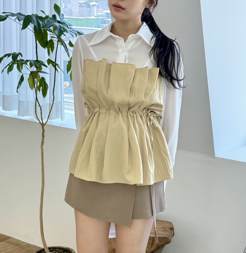 AVEC-OT韓國直郵㊣女裝新款推薦人氣25春夏時尚襯衫蕾絲衫EIGHTGLOW襯衫/蕾絲衫