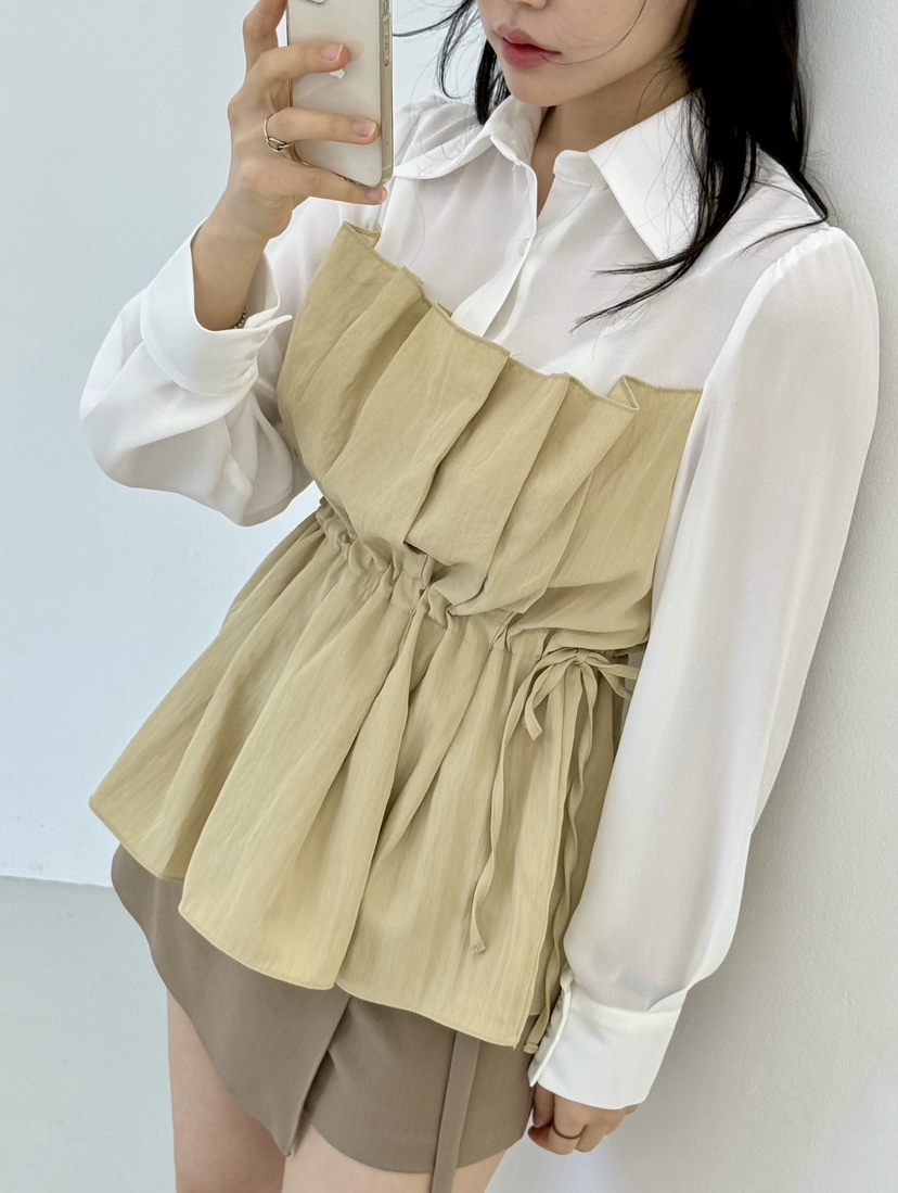 AVEC-OT韓國直郵㊣女裝新款推薦人氣25春夏時尚襯衫蕾絲衫EIGHTGLOW襯衫/蕾絲衫