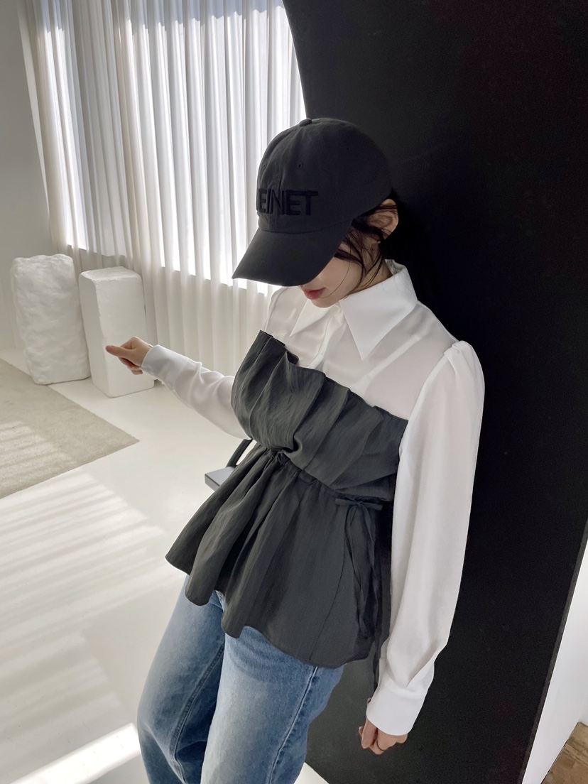 AVEC-OT韓國直郵㊣女裝新款推薦人氣25春夏時尚襯衫蕾絲衫EIGHTGLOW襯衫/蕾絲衫