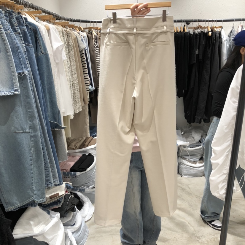 ALMOND PEPE韓國㊣直郵東大門代購女裝新品時尚休閑褲包含腰帶亞麻ALMOND PEPE休閑褲