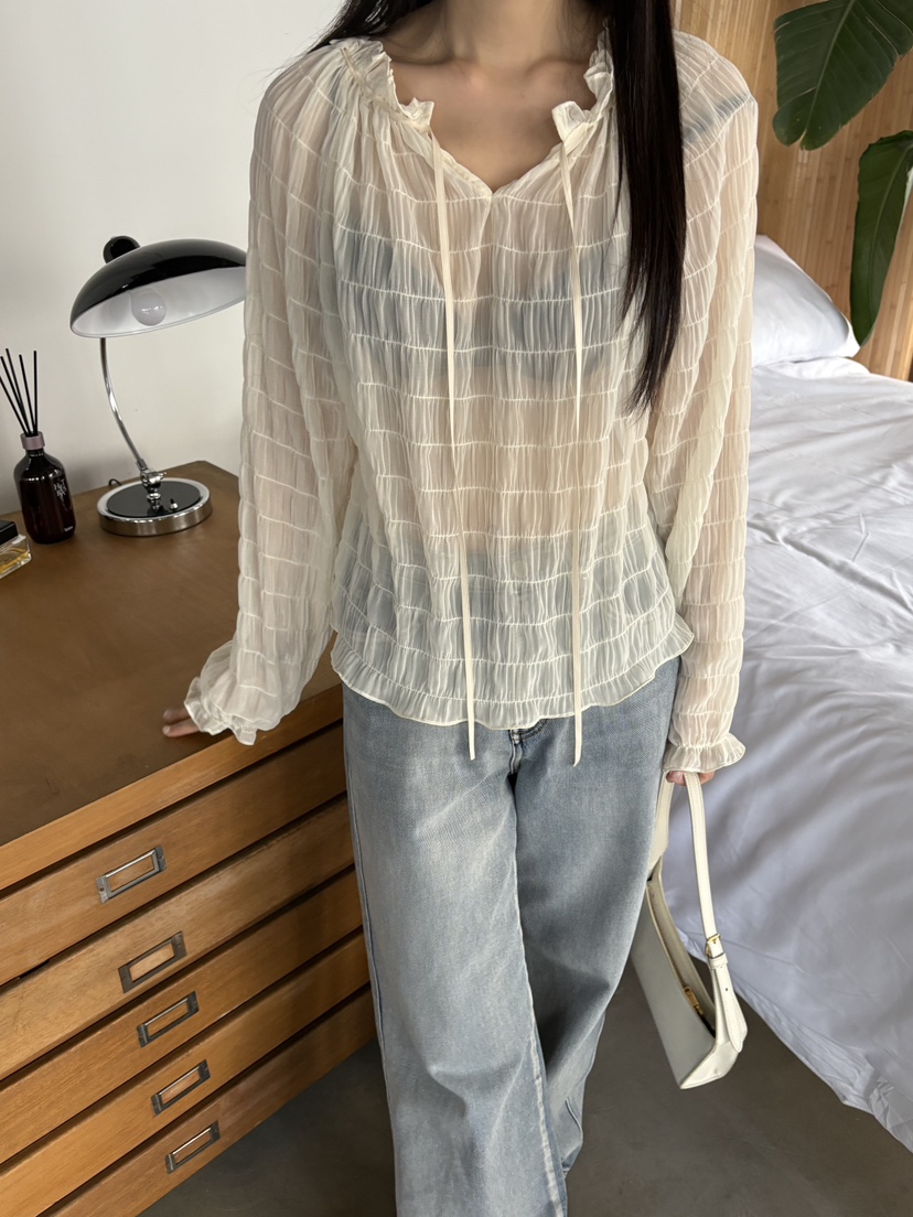 Verbena東大門直郵女裝新品25春夏人氣熱賣職業時尚襯衫蕾絲衫Verbena襯衫/蕾絲衫