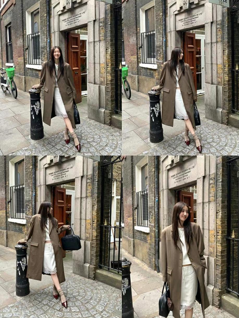HONESTY-허니스티-T東大門代購女士新品職業人氣長款風衣HONESTY長款風衣