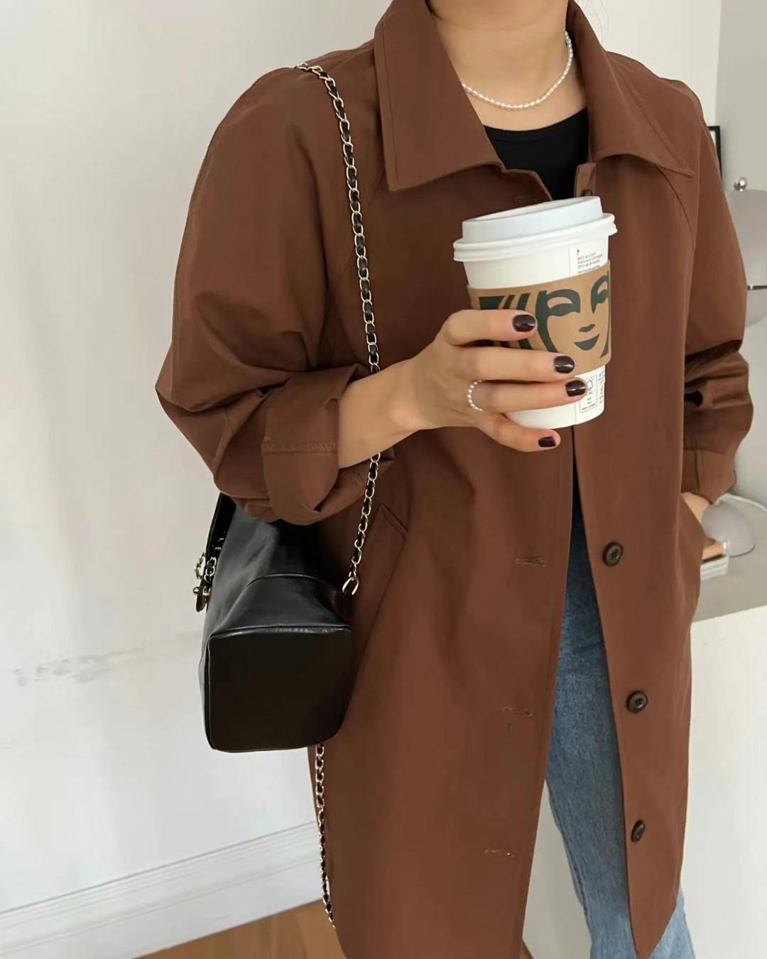HONESTY-허니스티-T東大門實拍女裝新品25春夏熱賣長款風衣HONESTY長款風衣