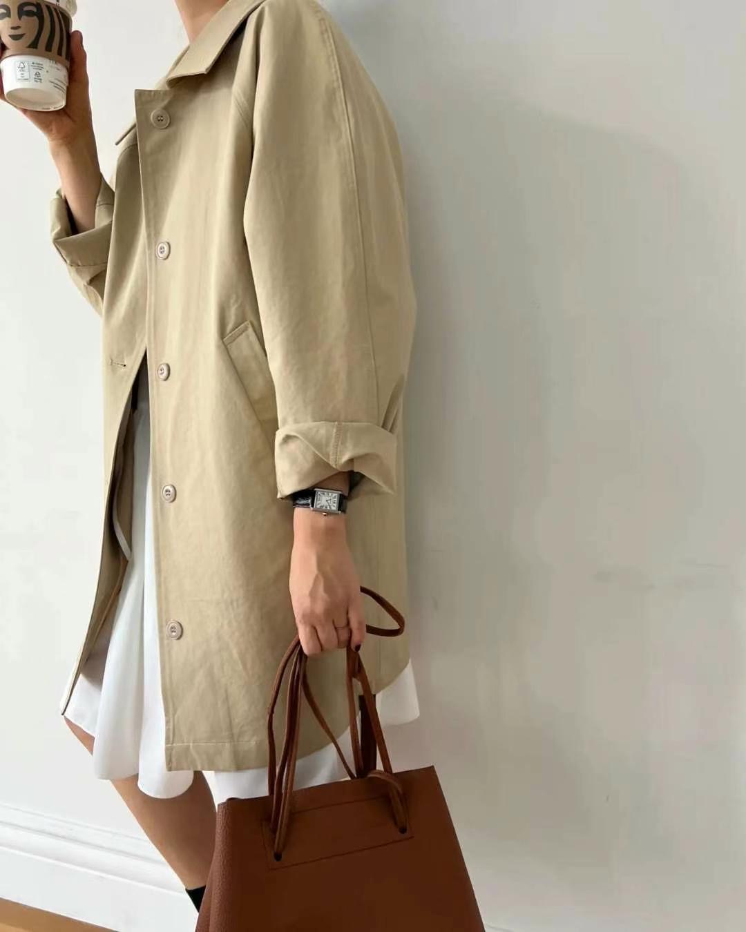 HONESTY-허니스티-T東大門實拍女裝新品25春夏熱賣長款風衣HONESTY長款風衣