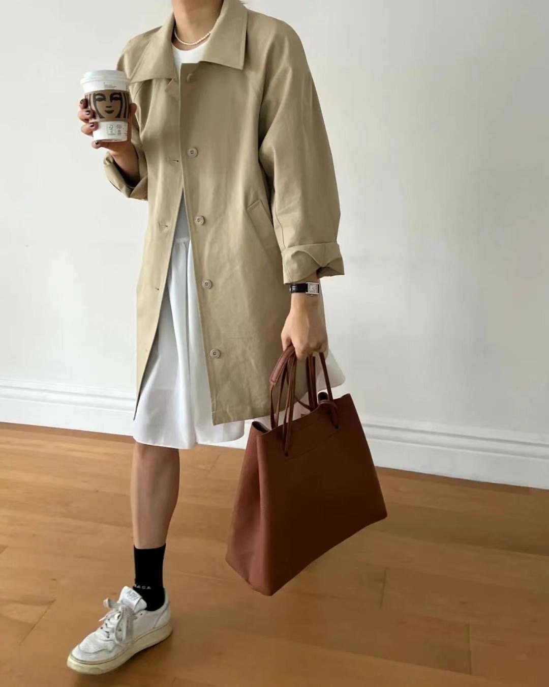 HONESTY-허니스티-T東大門實拍女裝新品25春夏熱賣長款風衣HONESTY長款風衣