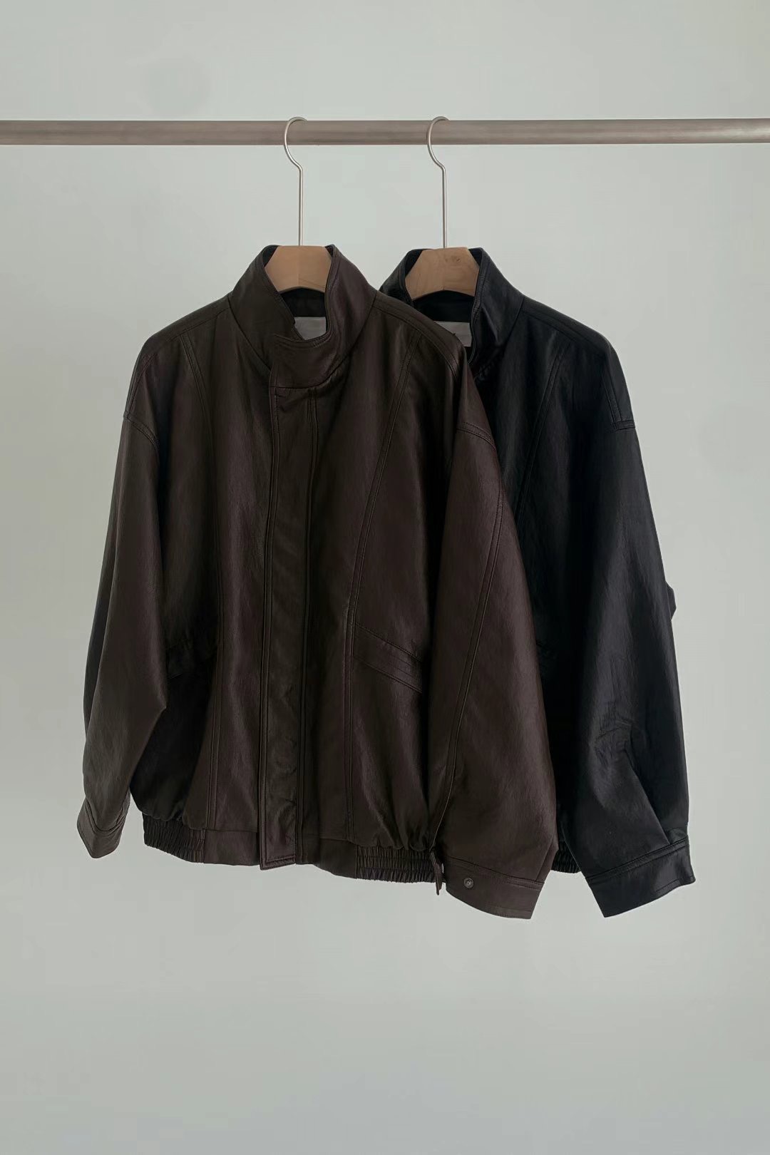 BARISTAR東大門實拍女士新品25春夏真品休閑時尚夾克皮革高領BARISTAR夾克