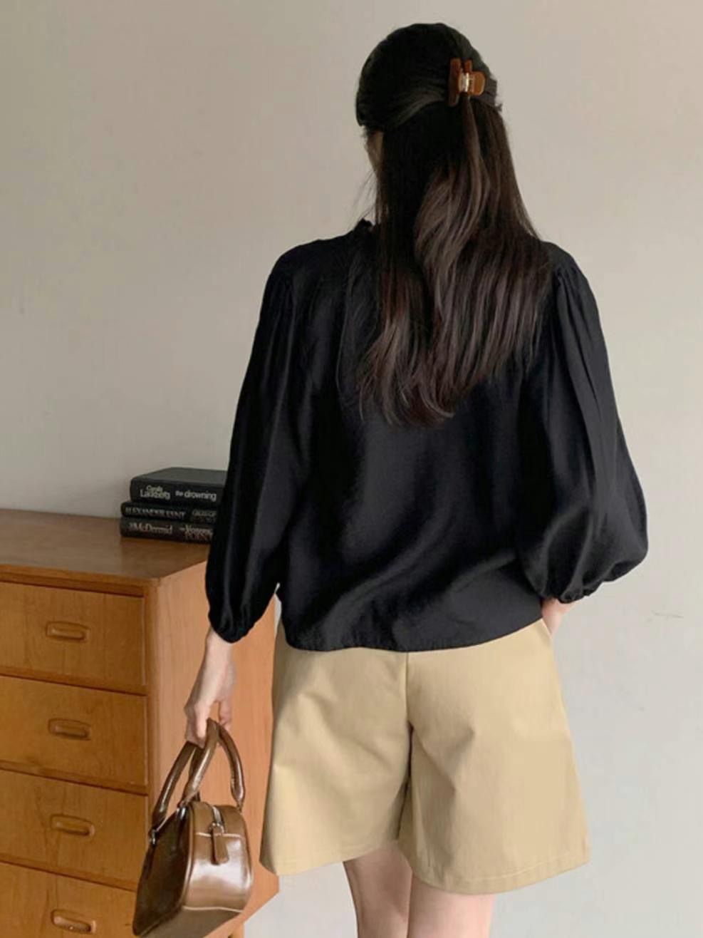 HONESTY-허니스티-T東大門直郵女士新品休閑襯衫蕾絲衫褶皺HONESTY襯衫/蕾絲衫