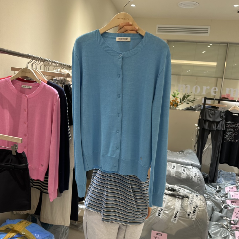 MOREMORE韓國直郵女士新品休閑人氣職業針織衫不含內搭開衫more more針織衫
