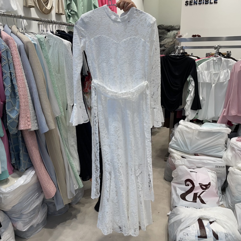 SENSIBLE-S直郵韓國代購㊣女裝新品休閑25春夏連衣裙含腰帶蕾絲SENSIBLE連衣裙