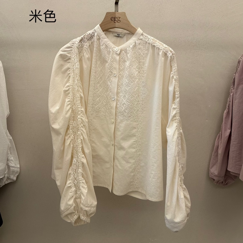 EGG直郵韓國代購㊣女裝新品休閑推薦時尚人氣襯衫蕾絲衫蕾絲EGG-訂貨周期長襯衫/蕾絲衫圖色3