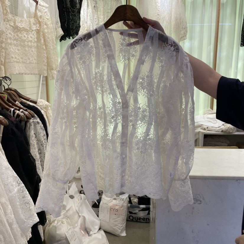 VIVI MARKET韓國直郵㊣女裝新品25春夏職業時尚襯衫蕾絲衫VIVI MARKET襯衫/蕾絲衫