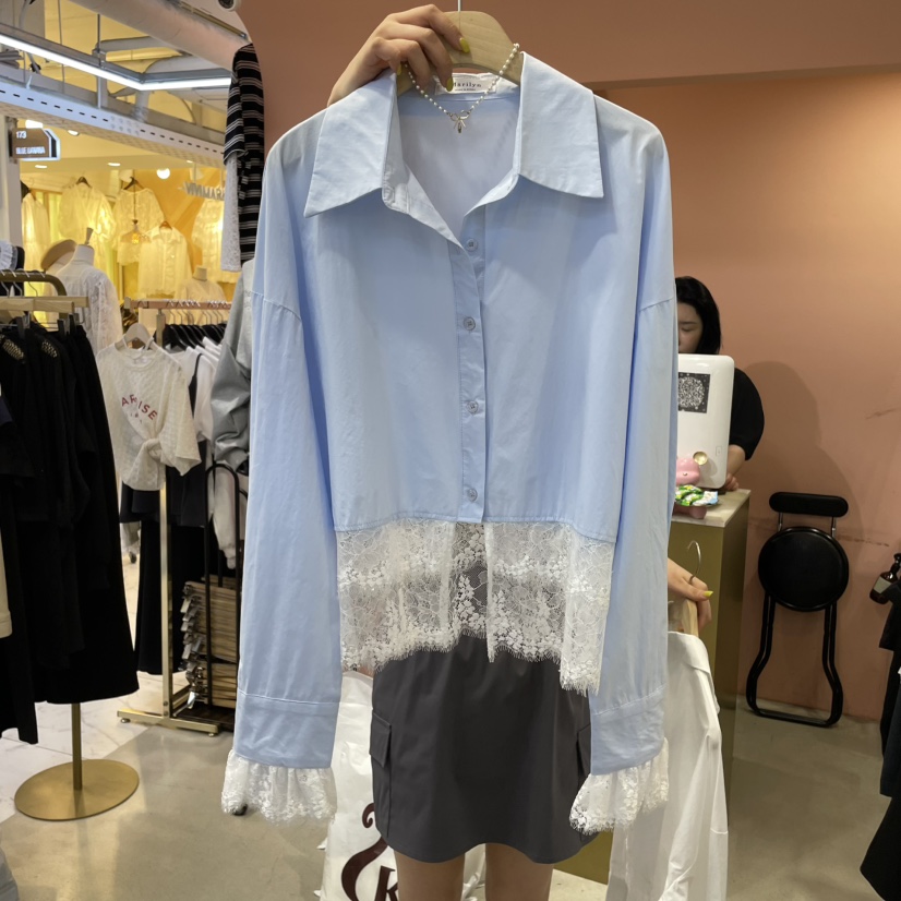 MARILYN直郵韓國代購㊣女裝新品職業休閑時尚人氣襯衫蕾絲衫MARILYN襯衫/蕾絲衫圖色2