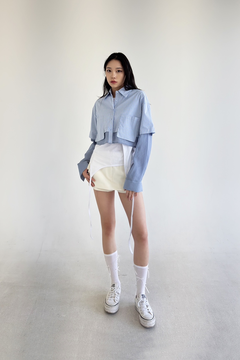 NOV7直郵韓國代購㊣女裝新款休閑時尚推薦職業25春夏襯衫蕾絲衫the ebony eyes/NOV7襯衫/蕾絲衫