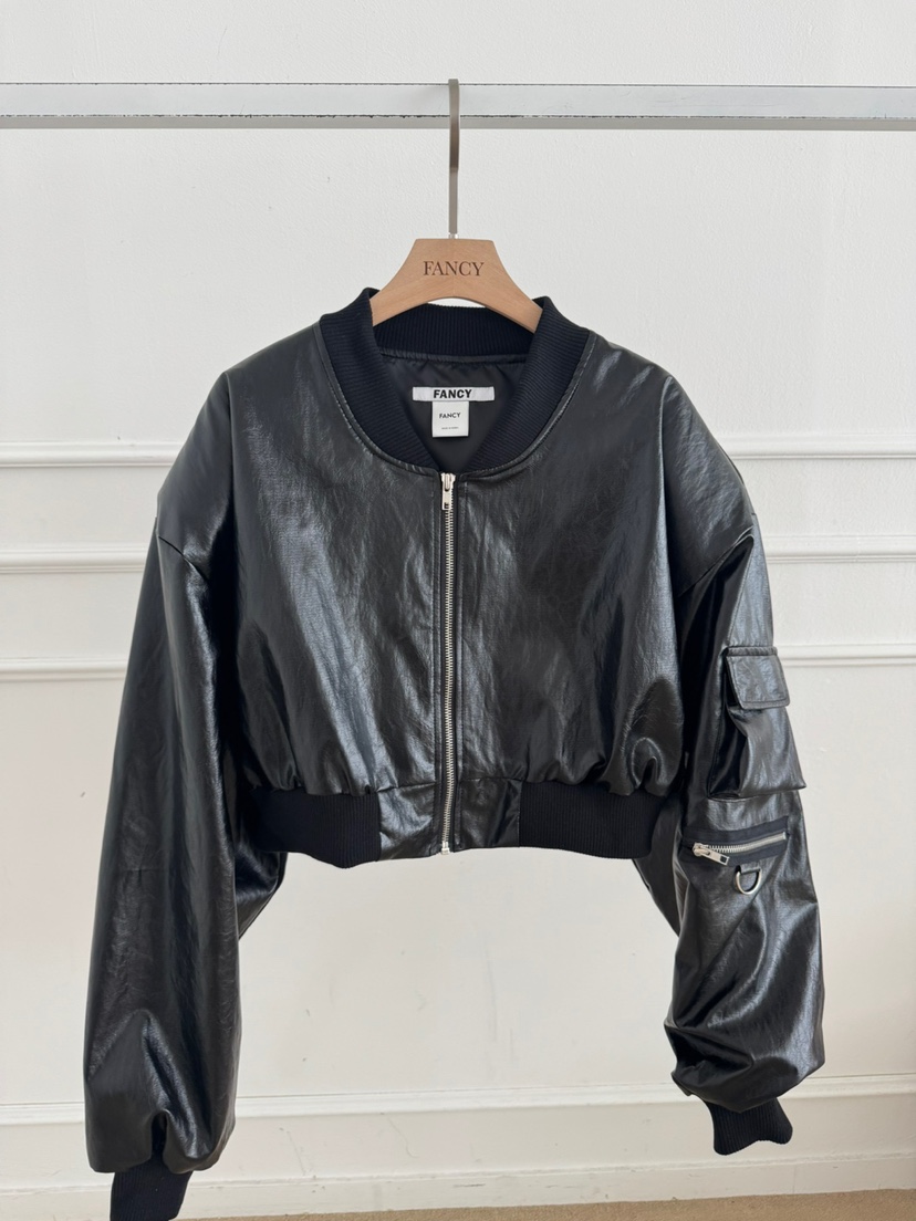 FANCY直郵韓國代購㊣女裝新品時尚25春夏推薦休閑人氣夾克皮革FANCY/Something夾克圖色1