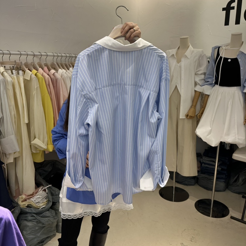 FLORAL韓國㊣直郵東大門代購女裝新品休閑推薦25春夏襯衫蕾絲衫FLORAL襯衫/蕾絲衫