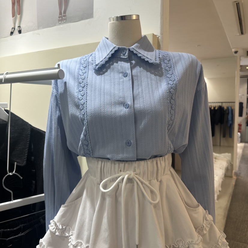 OREUM直郵韓國代購㊣女裝新品推薦人氣職業時尚25春夏襯衫蕾絲衫OihEum襯衫/蕾絲衫圖色2