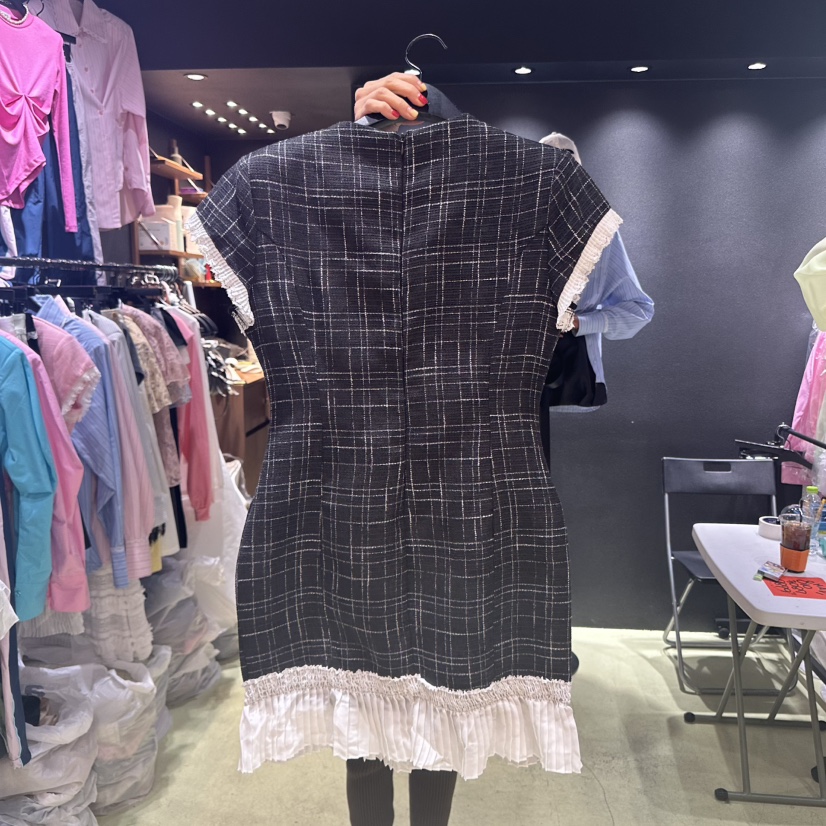 CHAVI韓國直郵㊣女裝新款25春夏推薦休閑時尚人氣連衣裙粗花呢CHAVI連衣裙
