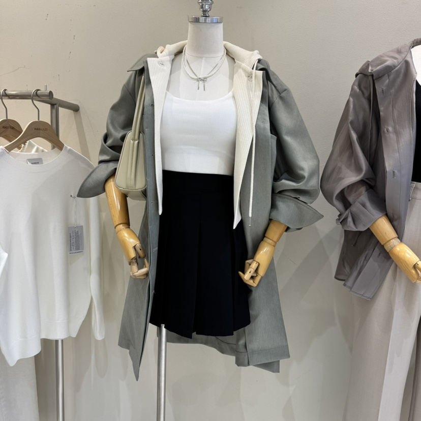 空東大門直郵女裝新品推薦人氣真品職業熱賣時尚長款風衣連帽HANNA21長款風衣