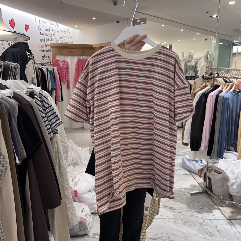 URBANE cloth韓國直郵女裝新款休閑職業真品時尚25春夏T恤條紋URBANE clothT恤圖色2